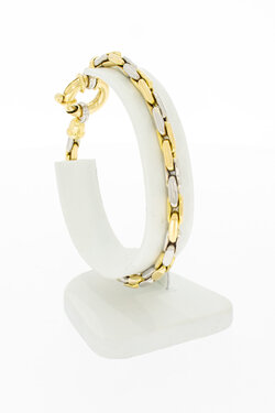Bicolor gouden anker armband 18 karaat - 20,9 cm