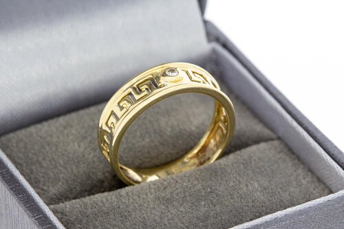 14 karaat gouden bandring dames met diamant - 17,8 mm