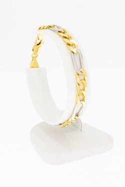 Bicolor gouden figaro armband 18 karaat - 19,2 cm
