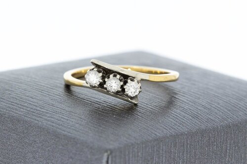14 karaat bicolor gouden ring dames met diamant - 16,5 mm
