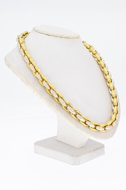 Bicolor gouden anker ketting dames 18 karaat - 45,8 cm