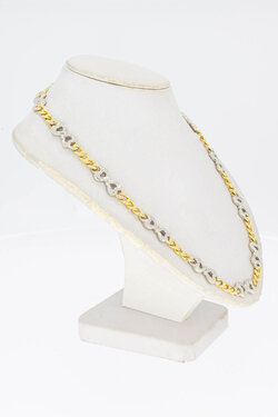 Bicolor gouden gourmet ketting heren 18 karaat - 50,1 cm