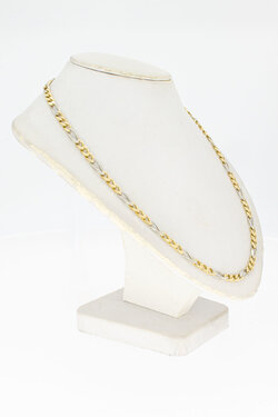 14 karaat bicolor gouden figaro ketting - 4 cm