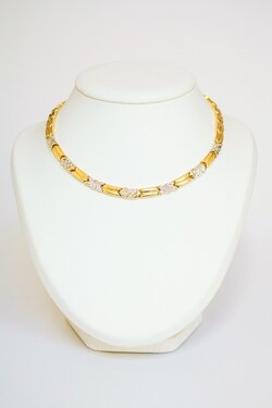 Bicolor gouden collier dames 18 karaat met diamant - 42 cm