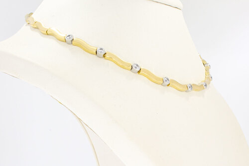 Bicolor gouden collier dames 14 karaat met zirkonia - 41,4 cm