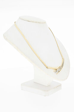 14 karaat bicolor gouden collier dames met diamant - 44,5 cm