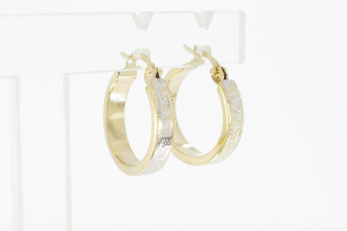 14 karaat bicolor gouden creolen - 2,3 cm