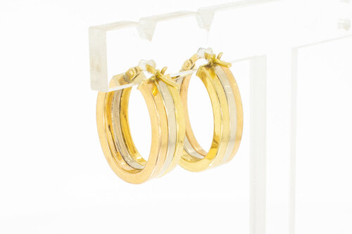 Bicolor gouden creolen dames 18 karaat - 1,4 cm