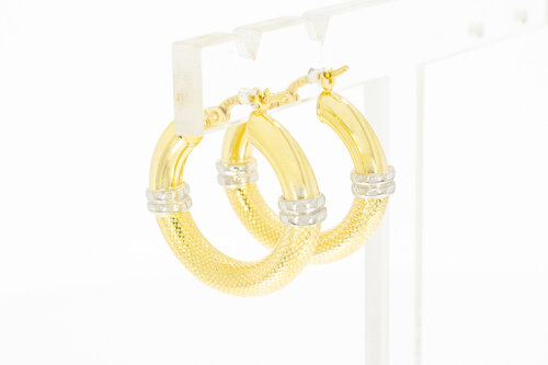 14 karaat bicolor gouden creolen dames - 2,3 cm