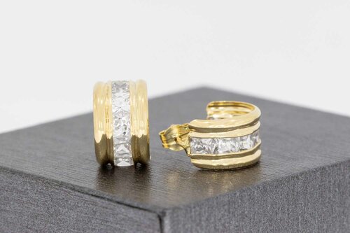 14 karaat gouden creolen met zirkonia - 1,1 cm