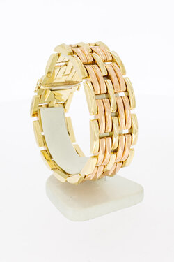 14 karaat brede bicolor gouden armband - 20,9 cm