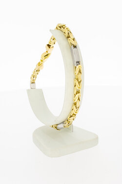 Bicolor gouden byzantijnse koningsarmband heren 18 karaat - 24,7 cm