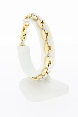 Bicolor gouden anker armband 18 karaat - 20,4 cm