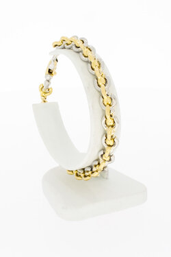 Bicolor gouden anker armband 18 karaat - 20,8 cm