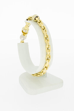 Bicolor gouden anker armband 18 karaat - 21,1 cm
