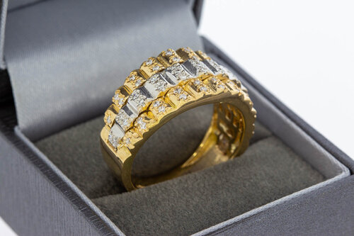 Bicolor gouden rolex ring heren 18 karaat met diamant - 21 mm