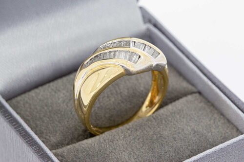 Bicolor gouden bandring dames 18 karaat met diamant - 18,5 mm