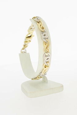 14 karaat bicolor gouden koningsarmband - 23 cm