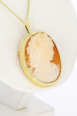 14 karaat gouden cameehanger dames met camee - 3,7 cm