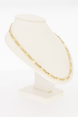 14 karaat geelgouden plaatjesketting  45,6 cm