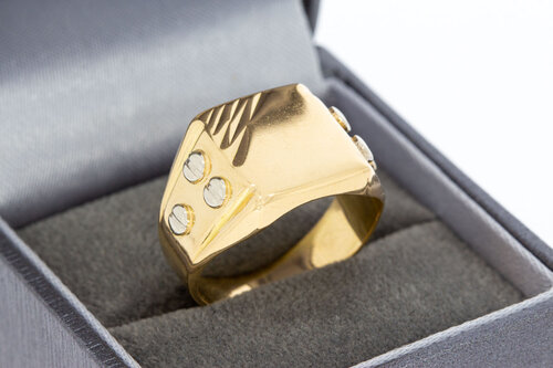 Bicolor gouden statementring heren 18 karaat - 19,6 mm