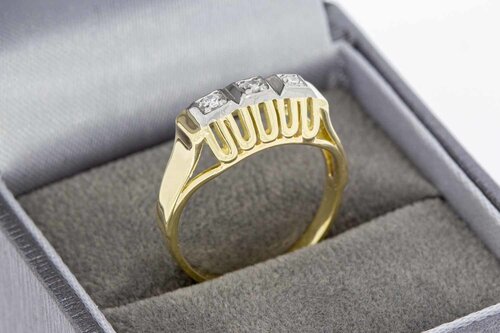 14 Karaat bicolor ring met Diamant - 17,4 mm