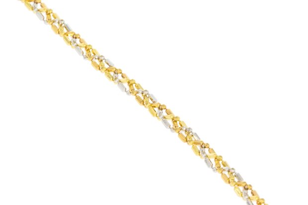 18 Karaat bicolor Gouden Fantasie Armband - 19 cm