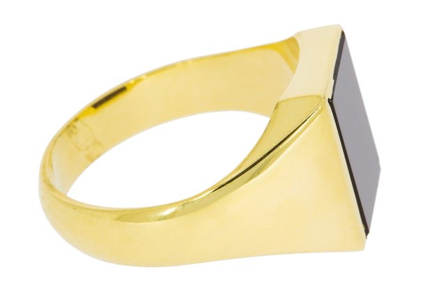 14 karaat geel gouden Zegelring gezet met Onyx - 19,5 mm