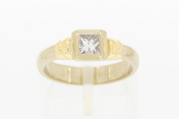 18 karaat gouden Solitair ring gezet met Diamant - 16,9 mm 
