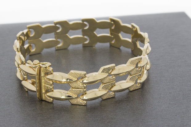 18 karaat brede  geel gouden Staafjes armband - 19 cm