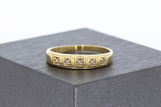 14 karaat gouden Rij- ring met diamant