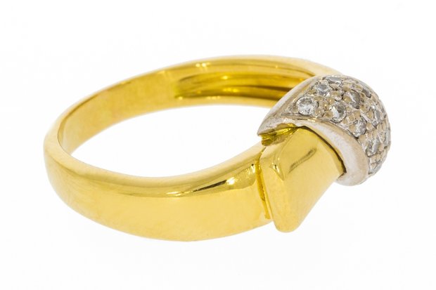 18 karaat bicolor gouden ring gezet met Diamant (0.12 Crt.)