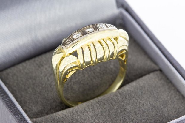 14 Karaat gouden Statement ring met Diamant - 0.15 crt