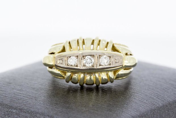 14 Karaat gouden Statement ring met Diamant - 0.15 crt