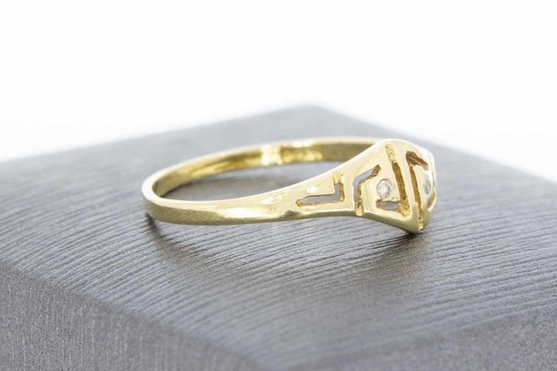 14 Karaat geel gouden Fantasie ring gezet met Zirkonia's