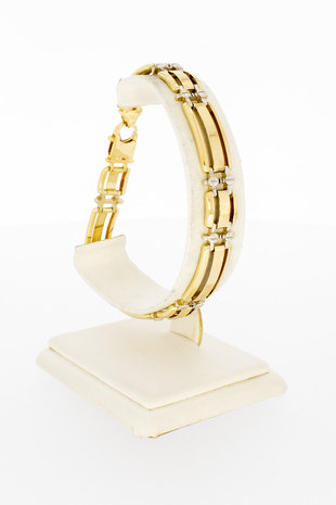 14 Karaat bicolor gouden Staafjes armband - 21,5 cm