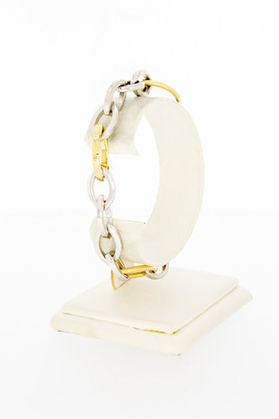 14 Karaat bicolor gouden fantasie schakelarmband-20,5 cm