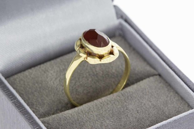 14 Karaat gouden vintage Markies ring met Carneool - 18 mm