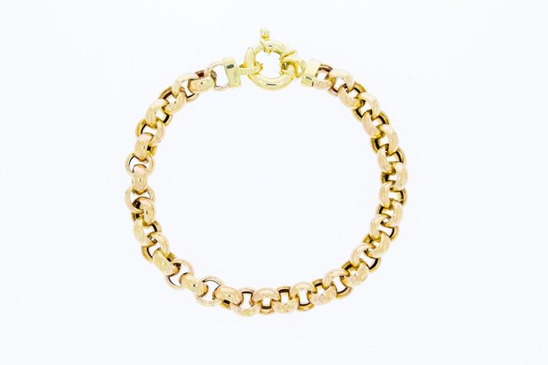 14 Karaat geel14 Karaat gouden Jasseron armband - 19,2 cm gouden Jasseron schakelarmband - 19,2 cm