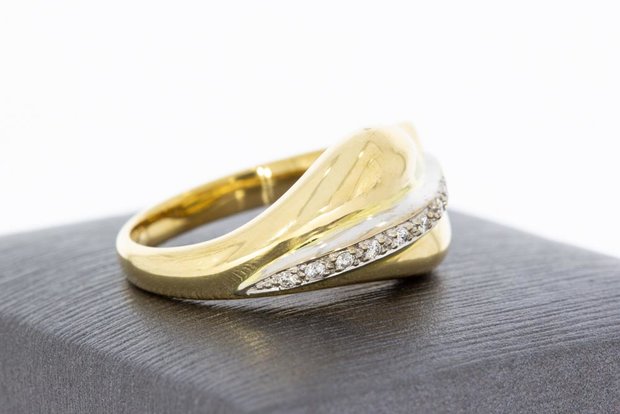 18 Karaat bicolor gouden Ring gezet met Diamant - 18 mm