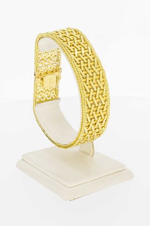 18 Karaat gouden brede gevlochten armband - 20,3 cm
