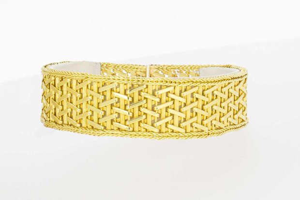 18 Karaat gouden brede gevlochten armband - 20,3 cm