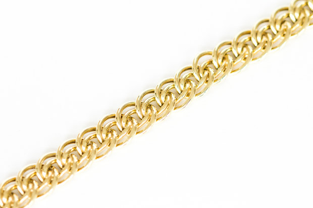 14 Karaat geel gouden gevlochten schakelarmband - 18,5 cm