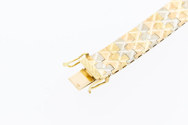 14 Karaat tricolor gouden Vintage armband - 19 cm