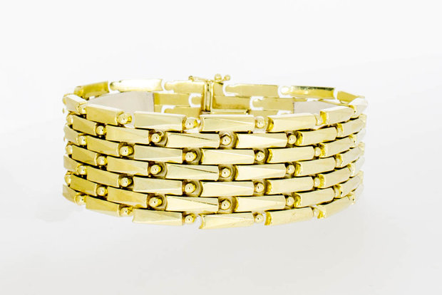 14 Karaat gouden brede Kegel armband - 19,3 cm