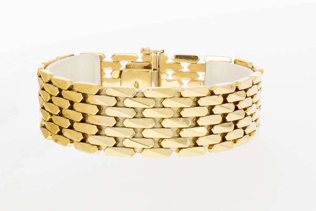14 Karaat gouden Staafjes armband - 19,7 cm
