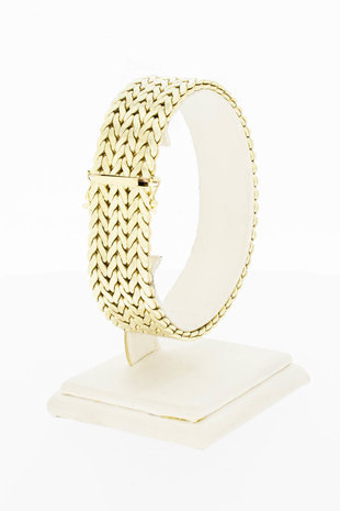 14 Karaat gouden brede gevlochten armband-19,7 cm