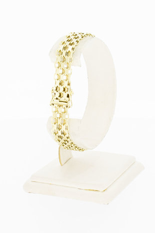 14karaat gouden brede gevlochten armband - 19 cm.