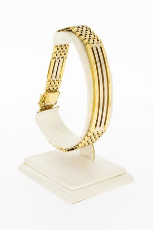 18 Karaat bicolor gouden Staafjes armband - 21,5 cm