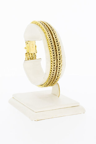 18 Karaat gouden gevlochten dubbele armband - 18 cm